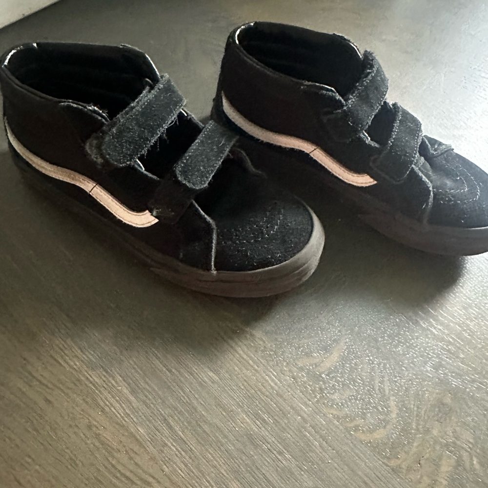 Vans Kids Black and White Velcro Sneakers